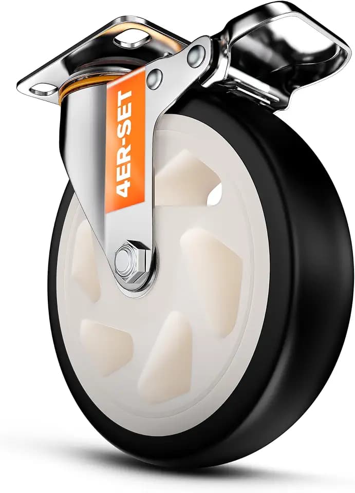 PEARWAY™ Schwerlastrollen 150mm - bis 1000kg mit 4x Bremse - extra leise & langlebig - Möbelrollen mit Bremse - Rollen für Möbel & Schwerlast - Lenkrollen für Möbel & Outdoor - Laufrollen - Bockrollen