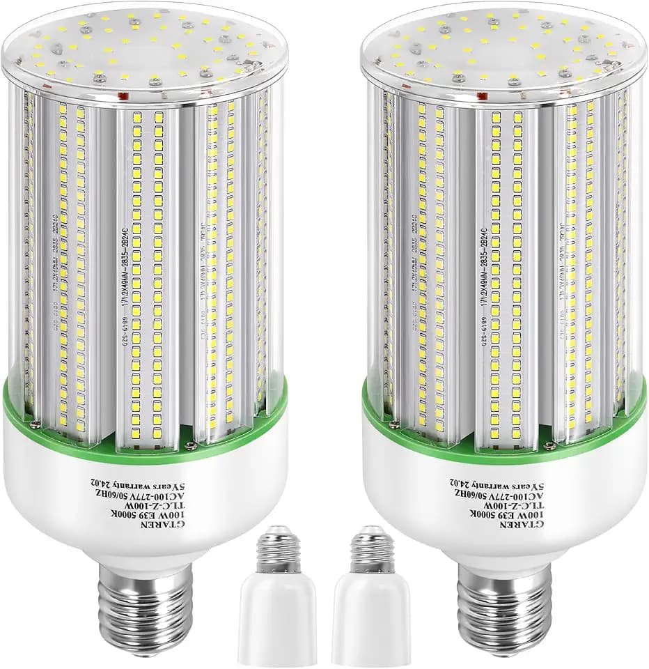 GTAREN 100W LED Corn Light Bulb 2Pack,400 Watt Metal Halide HID lamp Replacement,5000K E39 Mogul Base LED Bulb for Street and Area Lighting Bay Light Fixture Wearehouse Workshop Garage Gyms