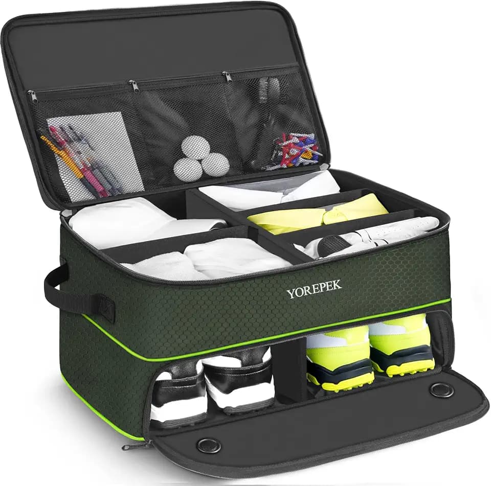 YOREPEK Golf Gifts for Men, 2 Layer Golf Trunk Organizer for 2 Pair Shoes
