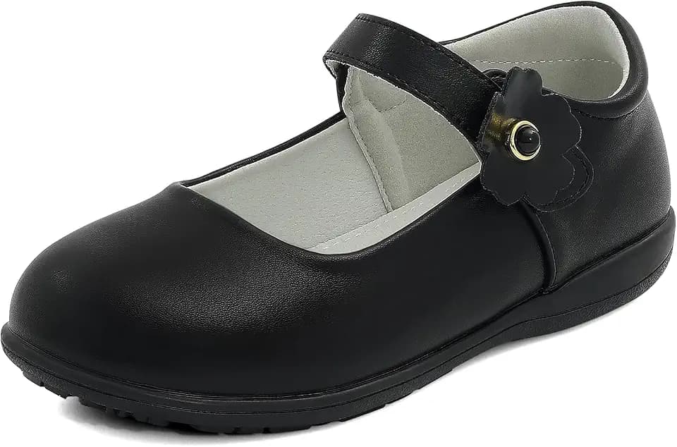 MK MATT KEELY Kinder Mädchen Flache Schulschuhe Schwarz Mary Jane Haken und Schleife Prinzessin Schuhe Wanderschuhe