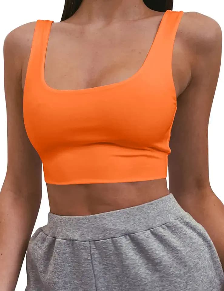 Mizoci Women's Basic Sleeveless Square Neck Sexy Crop Tank Top