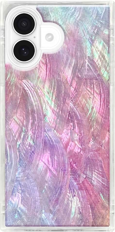 Flaunt Official Square iPhone 17 Case - Pink Mother of Pearl