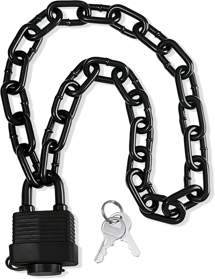 Heavy Duty Weather-Resistant Padlock with Chain, Anti-Theft Advanced Hardened Security Chain Lock for Fences, Backyard Gates, Motorcycles, Bicycles, Outdoor Furniture (Lock+Chain)