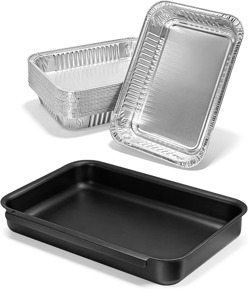 93305 Catch Pan with 20 Pack 6415 Drip Pan Liners for Weber Genesis & Spirit 2 and 3 Burners, Summit Silver Gold Platinum, Grease Tray Catcher for Weber Replacement 93305 83156 7515