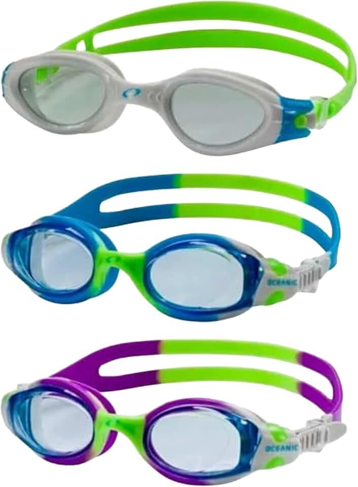 Oceanic Kids Swim Goggles 3-Pack, Ages 4-14, Anti-Fog, Leak-Proof