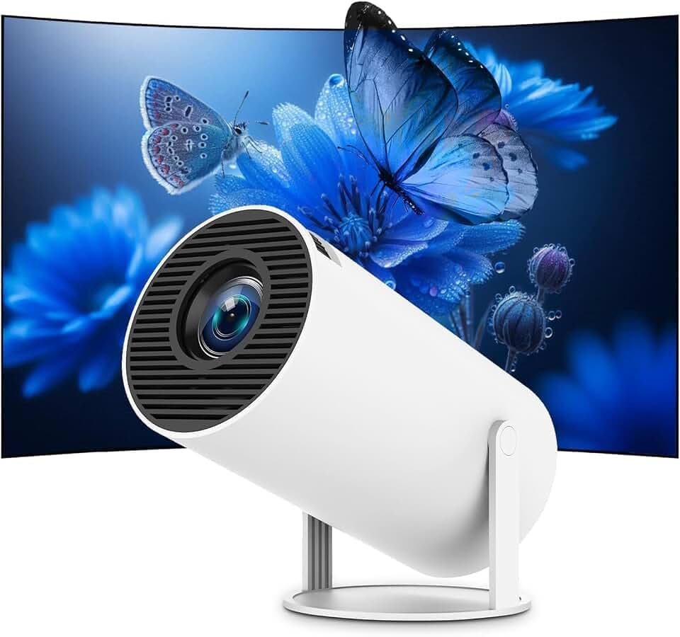 Mini Projector, Smart Projector 4K/1080P Supports Latest Apps WiFi 6 Bluetooth 5.4 Car Screen Keystone Correction Low Noise, Ultra Short Distance Projector Provides Large Image in Small