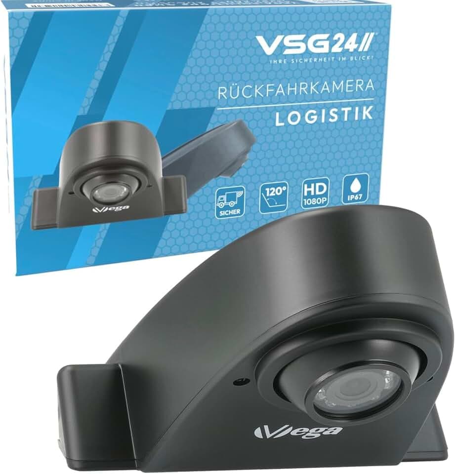 VSG24 HD Transporter Kugelkopf Rückfahrkamera, Sprinter Kamera inkl. Adapter Kabel, 1080P HD Auflösung, Nachtsicht, 120° Winkel, 12 V, IP68 – Schwarz