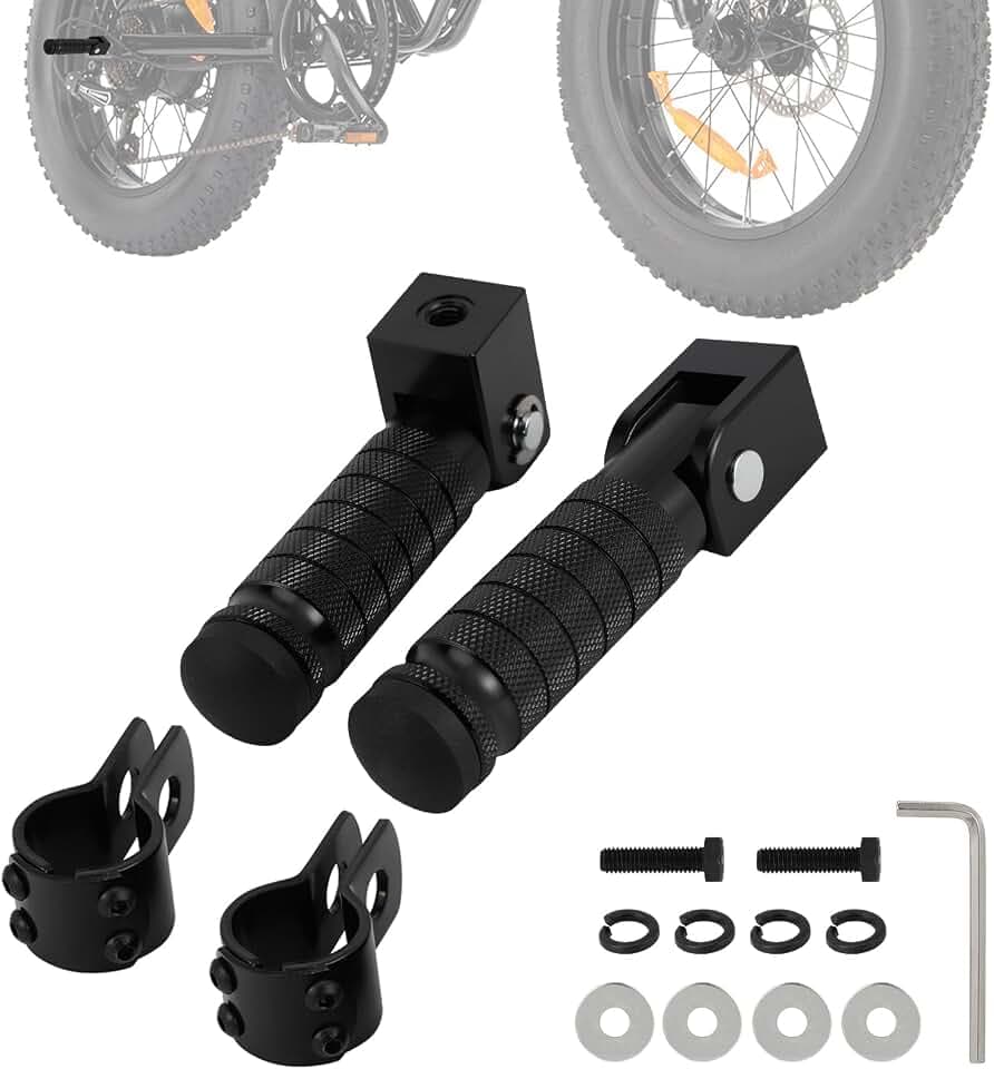 Ebike Pegs M8 E Bike Foot Pegs Foldable Passenger FootPegs Universal Compatible Fit for Ridstar Q20 Super 73 S1 S2 Y1 RX Macfox X1S X1S X X2 Electric Bike Non-Slip Rear Rest Pedals