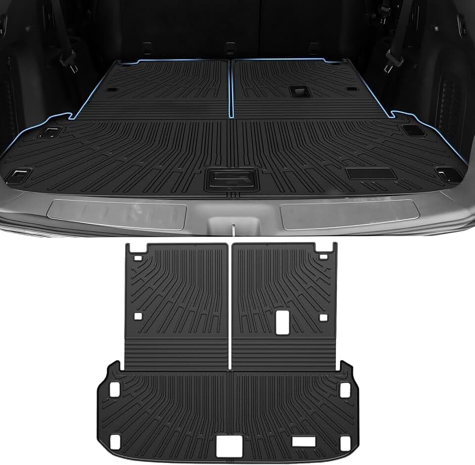 Pathfinder Cargo mat - Trunk Mat for Nissan Pathfinder 2013-2020/2014 Infiniti JX35/2014-2020 QX60, All Weather Trunk Mat & Backrest Mat for Pathfinder Accessories, Heavy Duty Rubber Mats