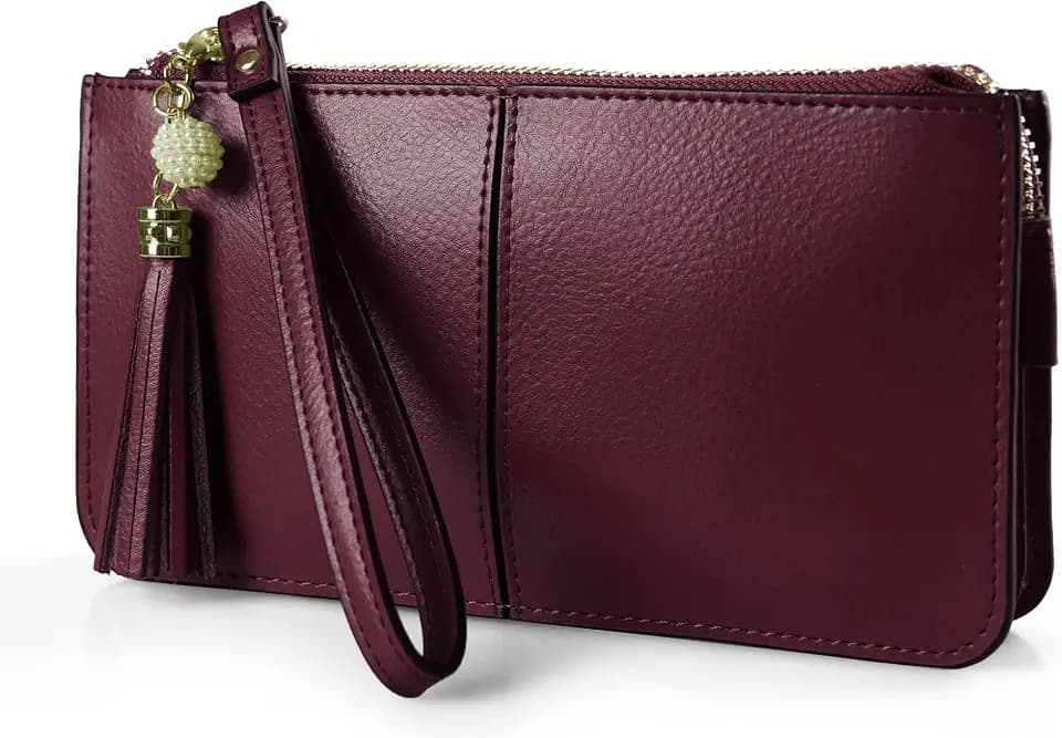 befen Genuine Leather Wristlet Clutch for Women Ultra-Slim Ladies Credit Card Holder Wallet Purses with RFID Protection