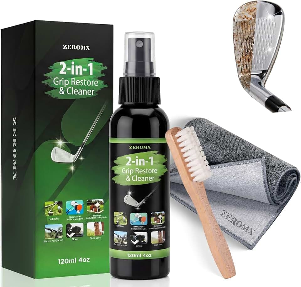 Golf Club Cleaner, 3-in-1 Restores Tackiness & Traction with Brush & Towel