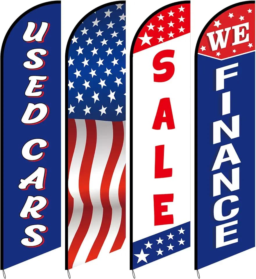 Hahafelt 4 Pack Used Car Dealer Flags 12 ft Swooper Feather Windless