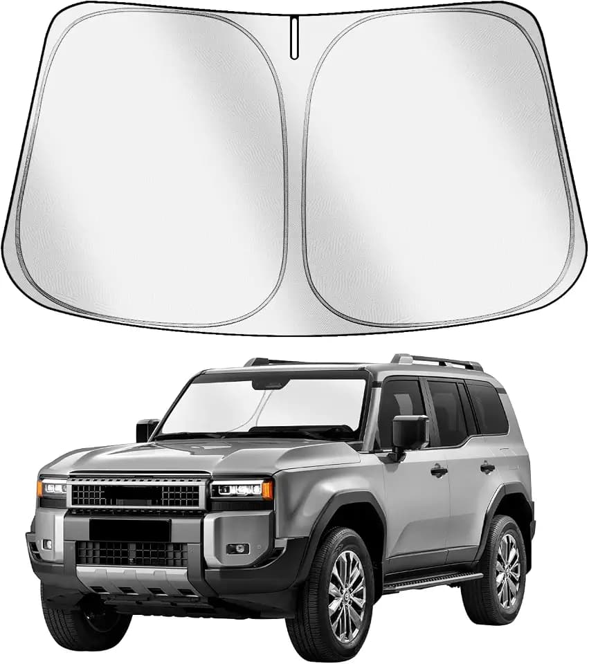 Car Windshield Sun Shade Compatible with Toyota Land Cruiser 2024-2026 2027 Accessories, Foldable Window Sunshade Block UV Rays and Sun Heat