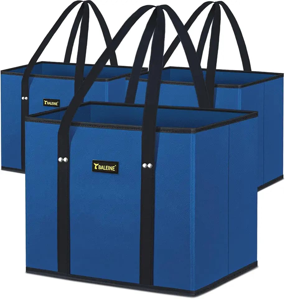 BALEINE 3PK Reusable Grocery Bags, Heavy Duty Shopping Tote Bag