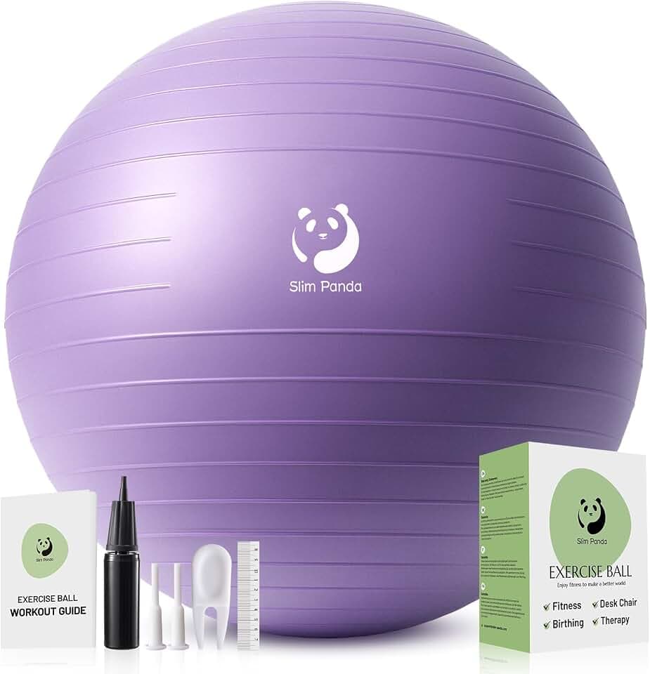 Slim Panda Gymnastikball, 55-85CM Explosionsgeschützt Pezziball Sitzball mit Pumpe, Trainingsball Fitnessball für Senioren Therapie,Schwangerschaft, Fitness, Balance Training