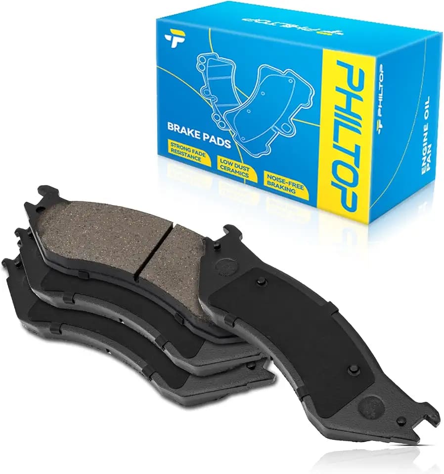 PHILTOP Front Brake Pads Fit For 1999-2004 F150, 1997-2002 Expedition, 1997 F250 HD, 1997-1999 F250, 2004 F150 Heritage, 1998-2002 Navigator, Ceramic Brake Pads replace # D702
