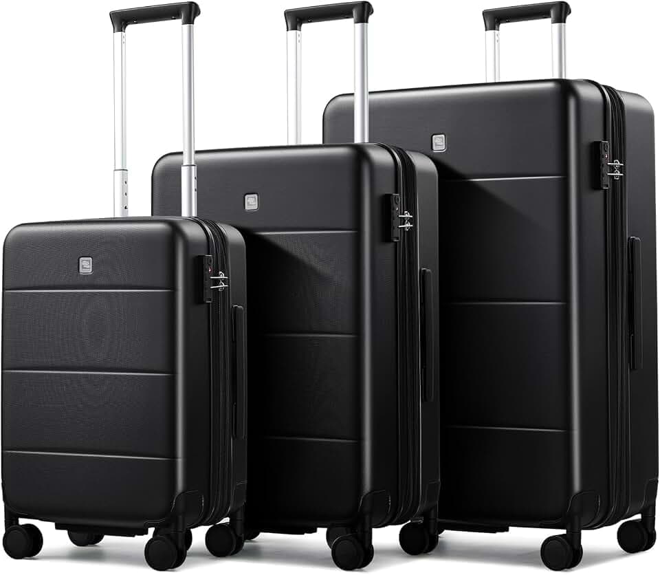 Hanke 3 Piece Luggage Set Expandable Hardside Suitcases with Spinner Wheels