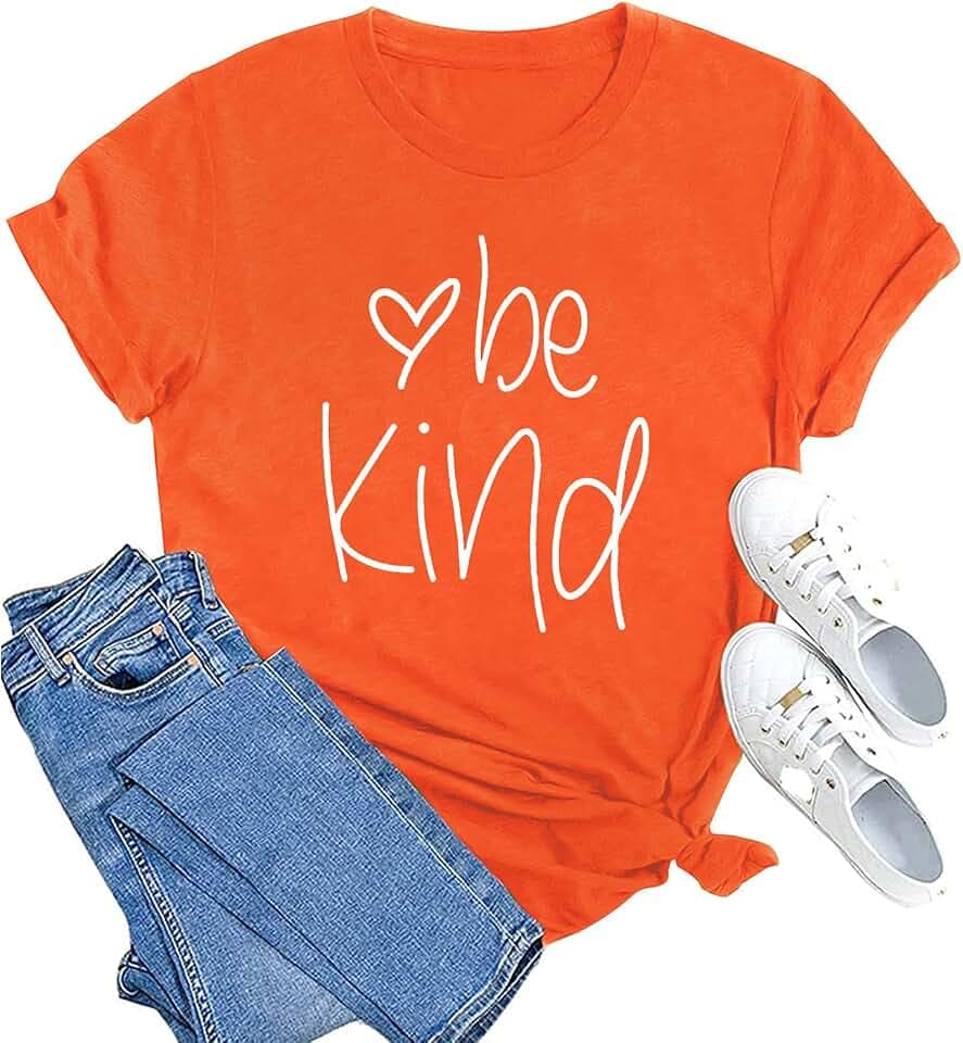 MAIHUN Be Kind Shirt for Women Tie Dye Rainbow T Shirt Inspirational Teacher Tees Tops Blessed Short Sleeve