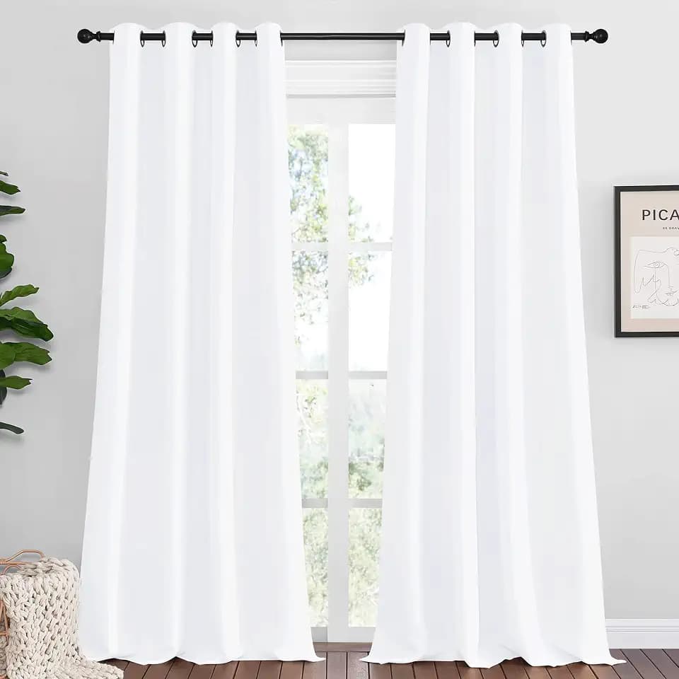 NICETOWN White Curtains for Sliding Door, 2 Panels, 55 x 90-inch