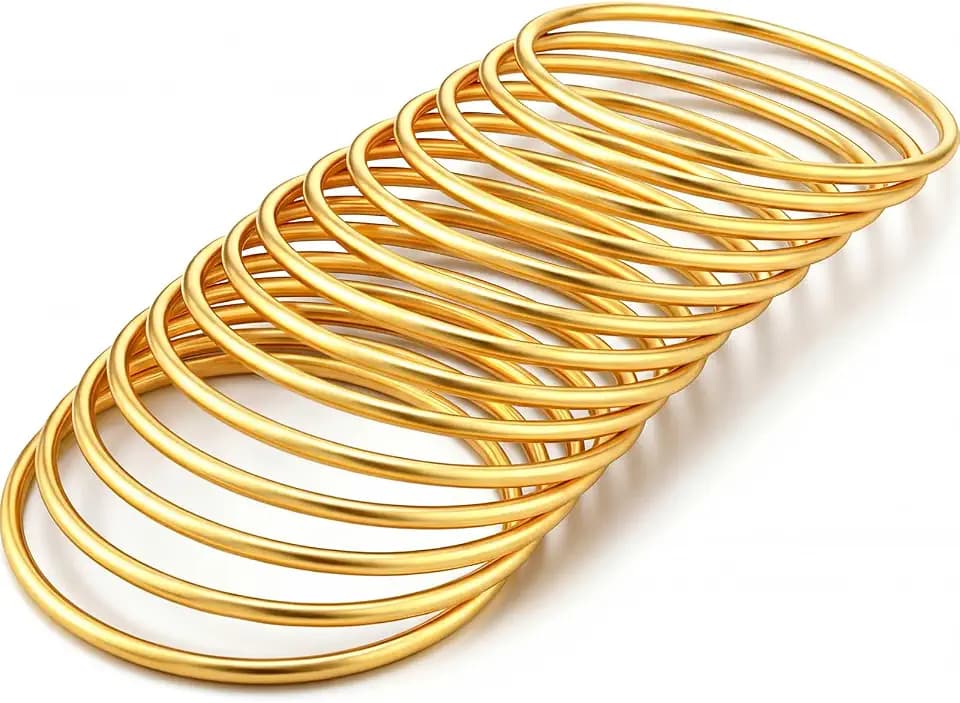 Sureio 14 Pcs 3mm Gold Plated Bangles Bracelet