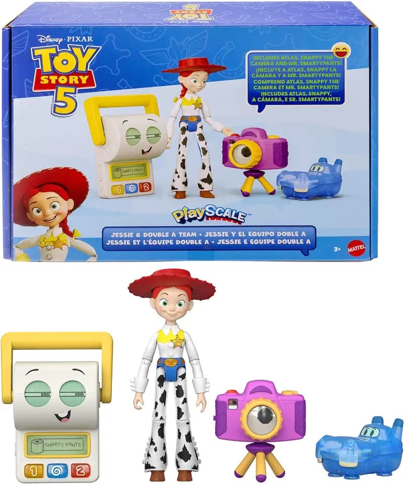 Mattel Disney und Pixar Toy Story 5 Jessie und Double A Team | Actionfiguren-Mehrfachpack, 18 cm groß, beweglich, filmgetreu, JLR69