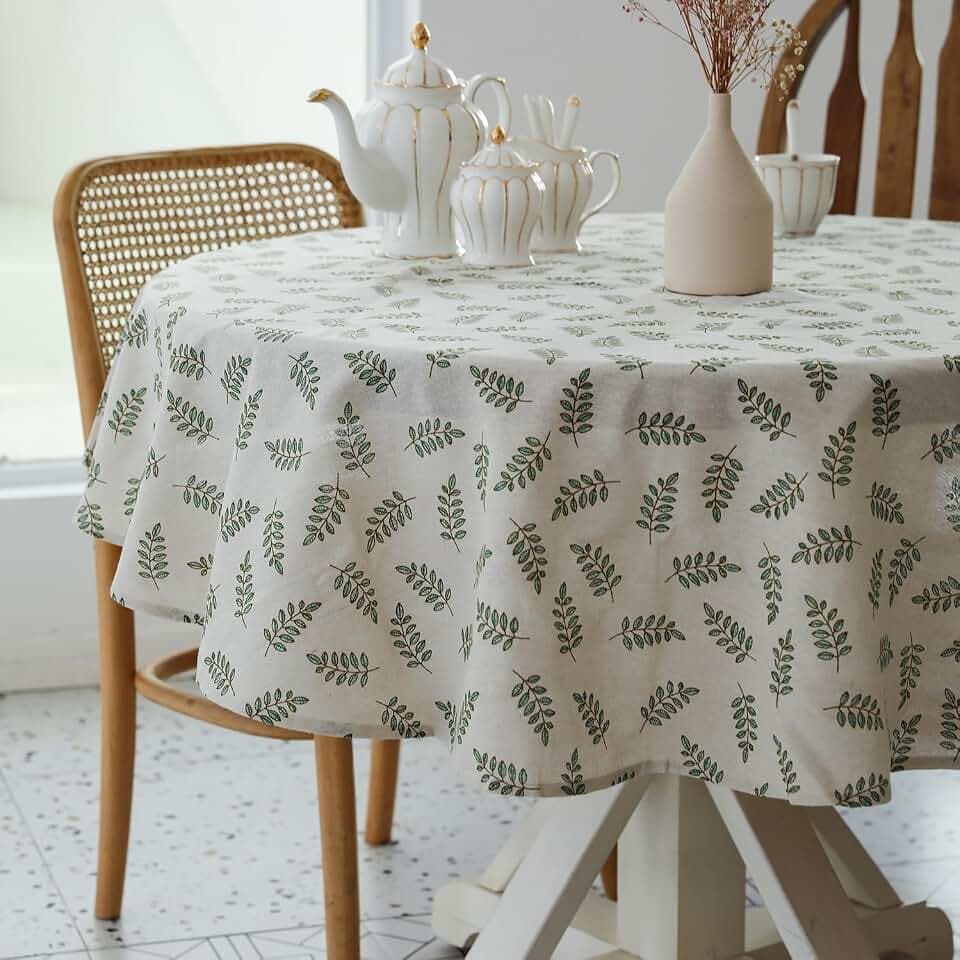 YiHomer Pastoral Round Table Cloth 100% Polyester Fabric 60 Inch Diameter