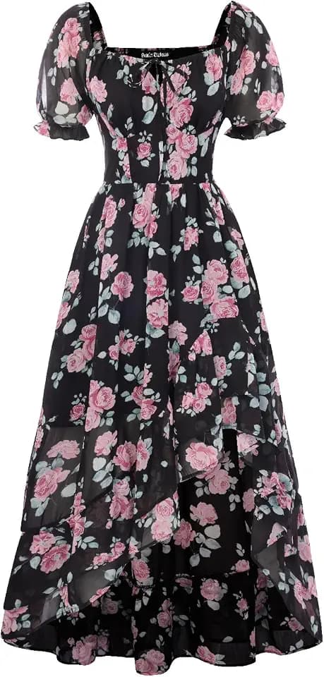 Scarlet Darkness Corset Dresses for Women Summer 2026 Floral Wedding Guest Chiffon Sundress