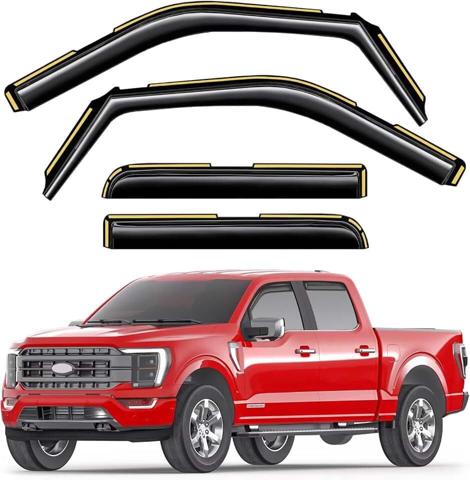 Window Visors Rain Guards for Ford F150 SuperCrew 2021-2026