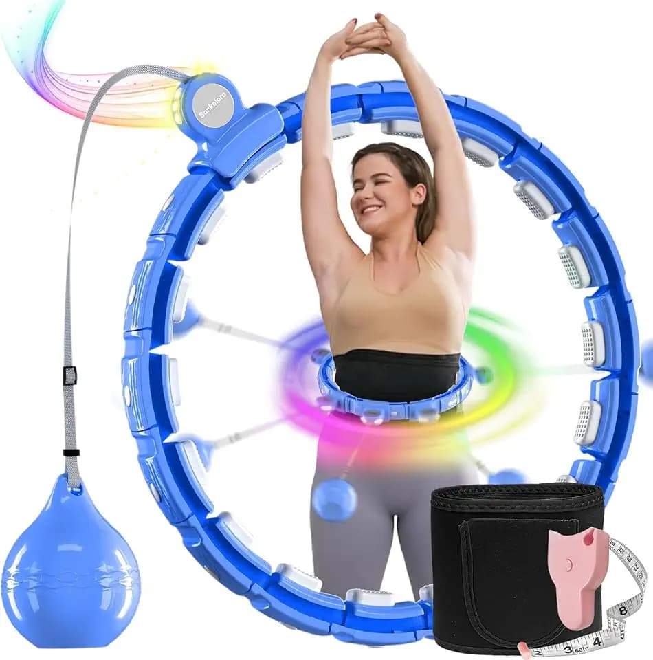 Smart Fitness Hoop for Adults and Beginners, Quiet Hullahub for Weight Loss, Hoola Hoop with Weight Ball and Nubs, Fitness Hoop that Does Not Fall Down 002M