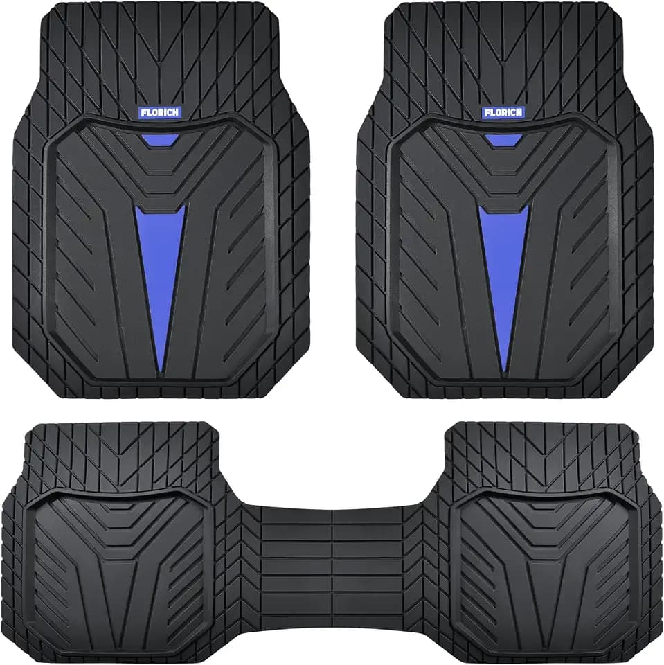 FLORICH Car Floor Mats, Waterproof Floor Mat for Car All-Weather Automotive Floor Mats Durable Car Mat Universal Fit for Most Car, SUV, Vans, Sedans, Trucks, Black&Blue