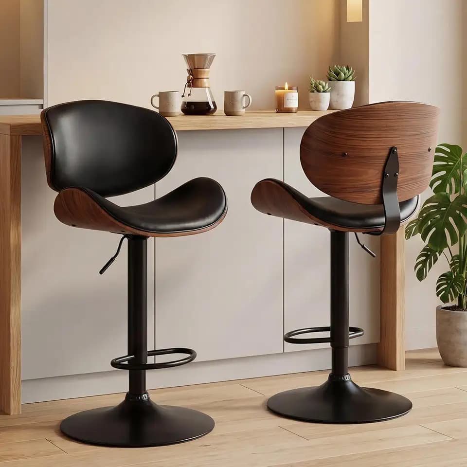 Bar Stools Set of 2, Adjustable Height 24-33'' Swivel Bar Chairs