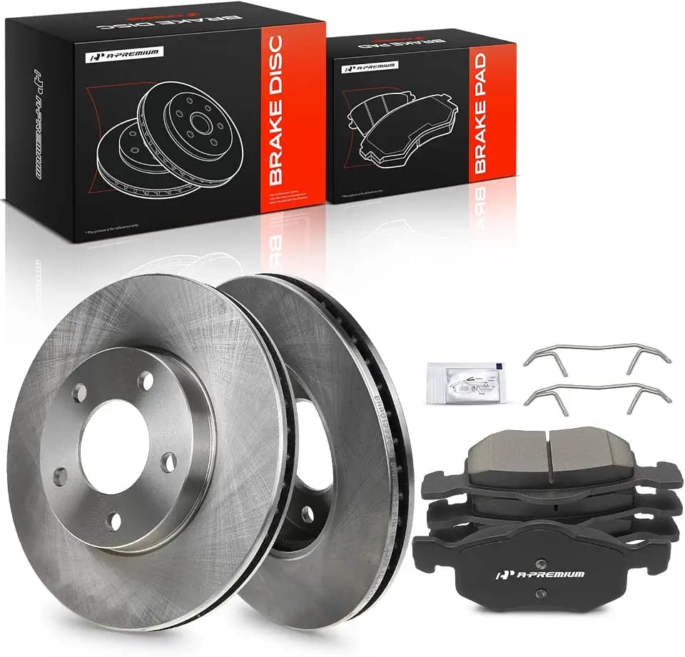 A-Premium 10.94 inch (278mm) Front Vented Brake Rotors & Ceramic Pads Kit