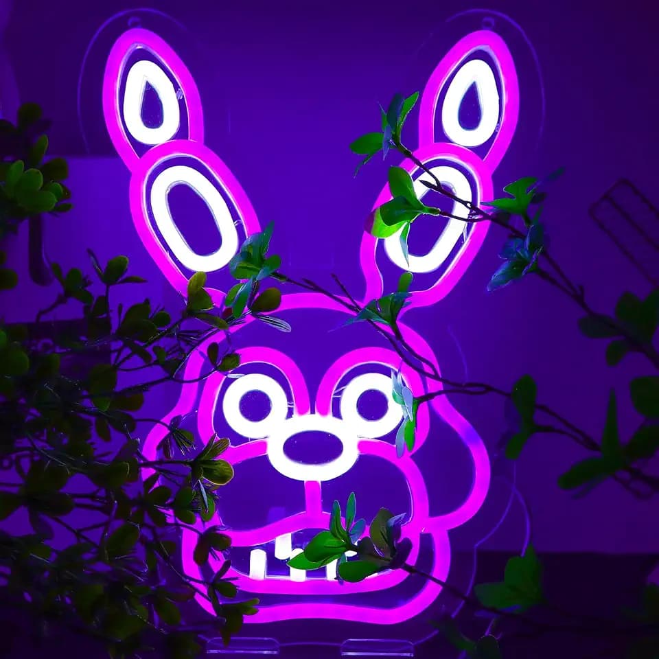 Fnaf Bonnie Neon Sign for Wall Decor，Five Nights LED Neon Lights for Gameroom，Birthday、Christmas Gifts for kids
