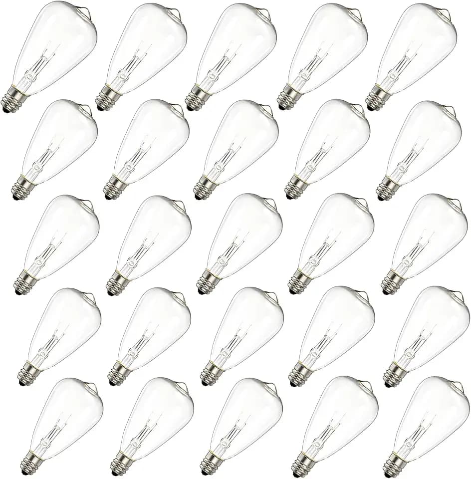 25-Pack ST35 Light Bulbs Replacement Edison Clear Bulbs -5 Watts C7/E12 Screw Base for Indoor/Outdoor Patio String Lights