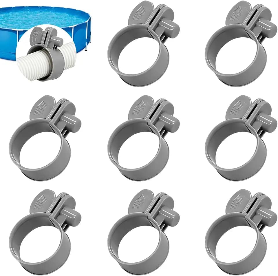 Schlauchschellen Poolschlauch, 8 Stück Schellen für Poolschlauch 32mm, Schlauchschellen Filterpumpe, Kunststoff-Rohrschellen für Poolschläuche, für Schwimmbecken von Gartenschläuche