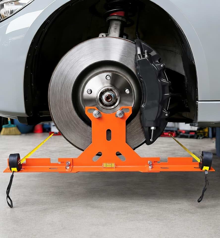 Wheel Toe Alignment Tool Kit for at Home DIY Garage Use, Stainless Steel Toe Plates with Dual Tape Measures, Quick Front-End Toe Check for Automotive Cars Trucks SUVs-Orange (Patent Design)