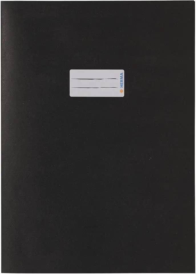 HERMA 7096 Heftumschläge A4 Papier Schwarz, 10 Stück, Hefthüllen mit Beschriftungsfeld aus extrem kräftigen Papier & satten Farben, Heftschoner Set für Schulhefte, farbig