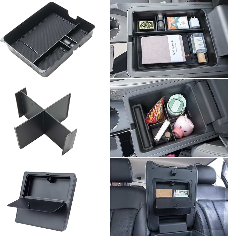PIMCAR 3-Piece Center Console Organizer Set for 2023-2026 Honda Pilot, 2024-2026 Honda Passport/Ridgeline Accessories, Armrest Hidden Storage Box & Divider ABS Material Interior Accessories