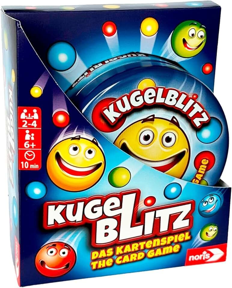 noris 606062774 - Kugelblitz - Das Kartenspiel (Spiel ab 6 Jahre) - rasanter Rätselspaß für Kinder und die ganze Familie, 2-4 Spieler, ca. 10 Min. Spieldauer pro Runde