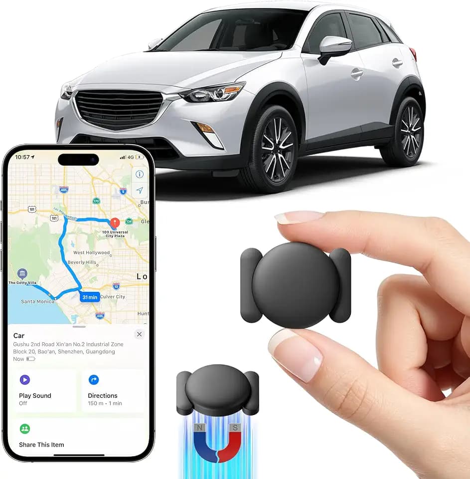 GPS Tracker for Vehicles, 1PCS Tracker Device for Vehicles, No Subscription No Monthly Fee, Car Tracker Device Hidden, Work with Find My (iOS Only), Magnetic Real-Time Vehicle Tracker for Kids Dogs