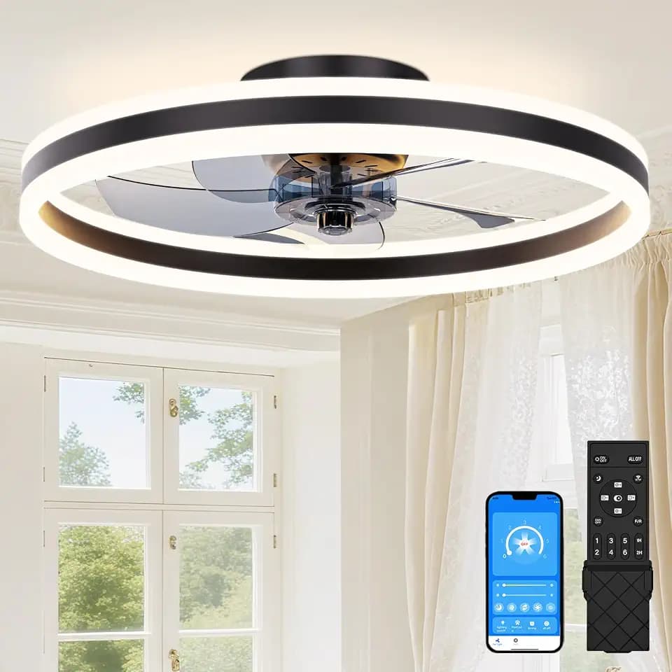 Deckenventilatoren mit Beleuchtung für Schlafzimmer,60cm Schwarz