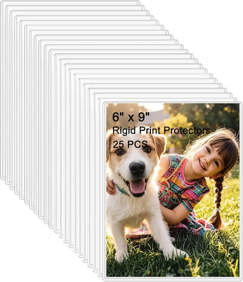 25PCS 6" x 9" Clear Rigid Card Sleeves – Waterproof Hard Plastic Protectors for Postcards, Prints, Photos, Trading & Sports Cards – Top Load Jumbo Sheet Holders