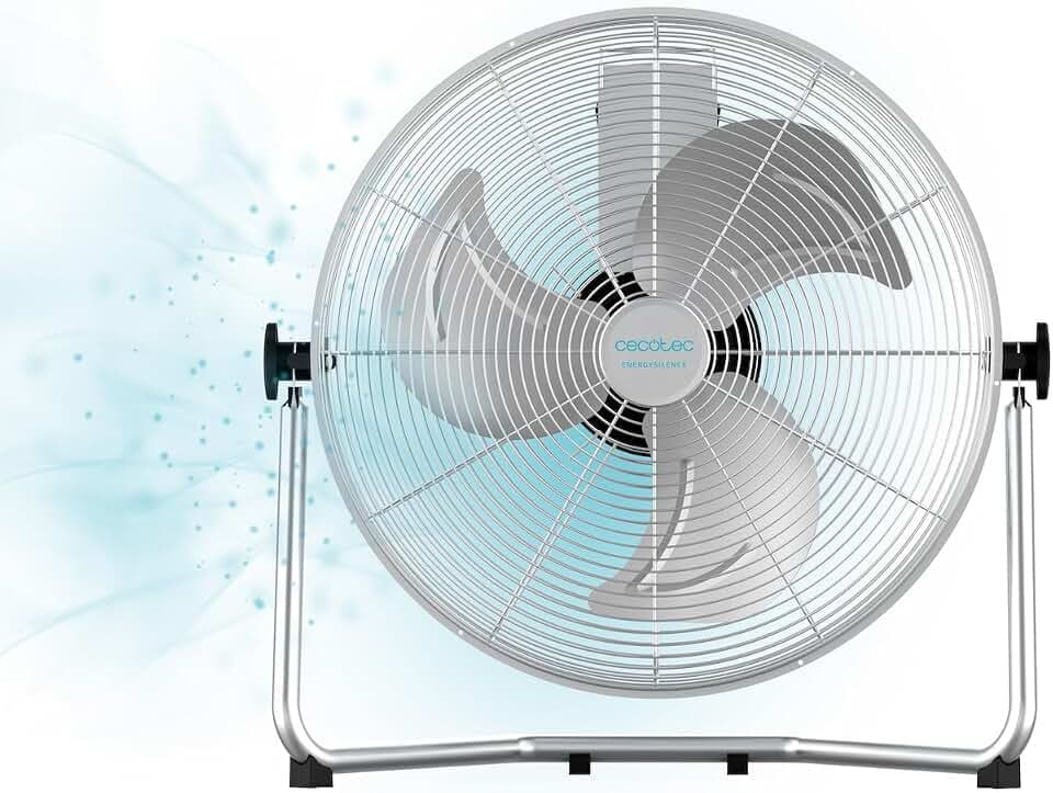 Cecotec Industrie-Ventilator EnergySilence 4100 Pro, 100 W, 3 Metallklingen 18" Durchmesser, Kupfermotor, 3 Geschwindigkeiten, Einstellbare Neigung, Sicherheitssystem