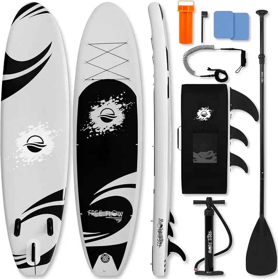 SereneLife 10’6” Inflatable Stand Up Paddle Board with Premium SUP Accessories - 32” Wide Stable Design with Non-Slip EVA Deck Pad, for Youth and Adults, 350 lbs. Capacity