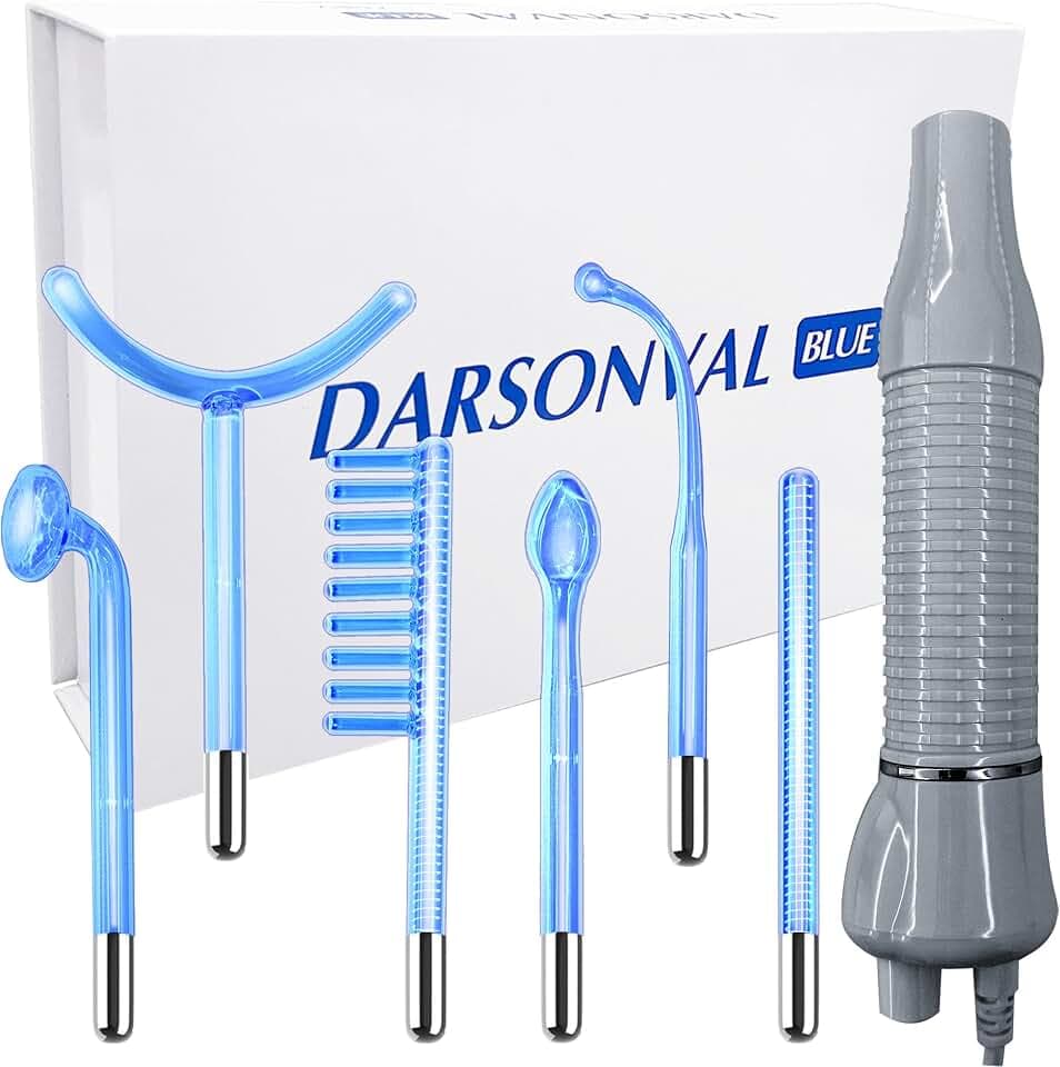 Hochfrequenzstab Gesicht, 6 Neon + Argon Hochfrequenz Hf Stab Geraet Portabler, Tragbare Hochfrequenz Hautstraffung Acne Spot Falten Remover Geschwollene Augen, Körperpflege, Gesichtsmassagegerät