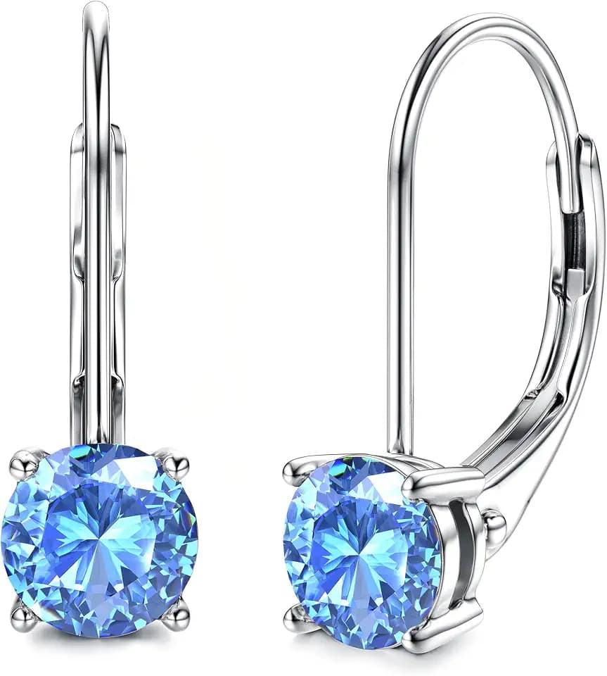 Moissanite Earrings, D Color Sterling Silver Dangle Drop Earrings for Women