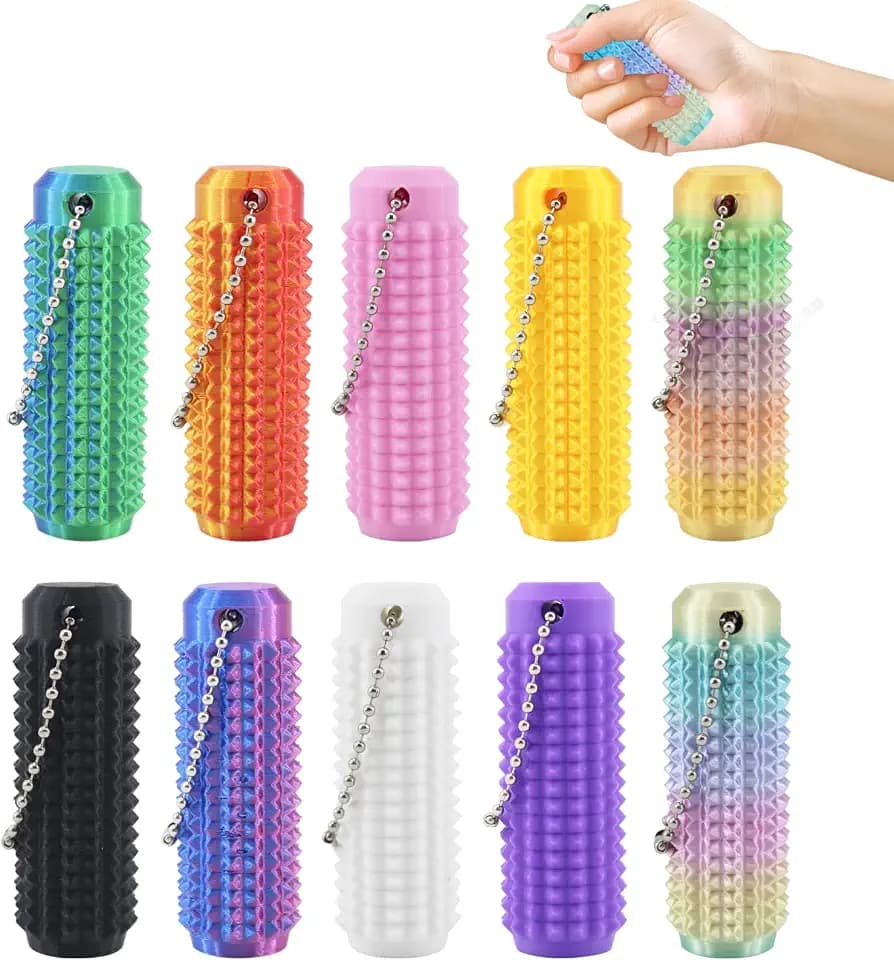 10PCS Little Ouchies Fidget,Portable Stim Toolocket-Sized Fidget Toys Sensory Keychain,3D Printed Venting Key Pendant, Stim Keychain for Anxiety Relief Positive ﻿
