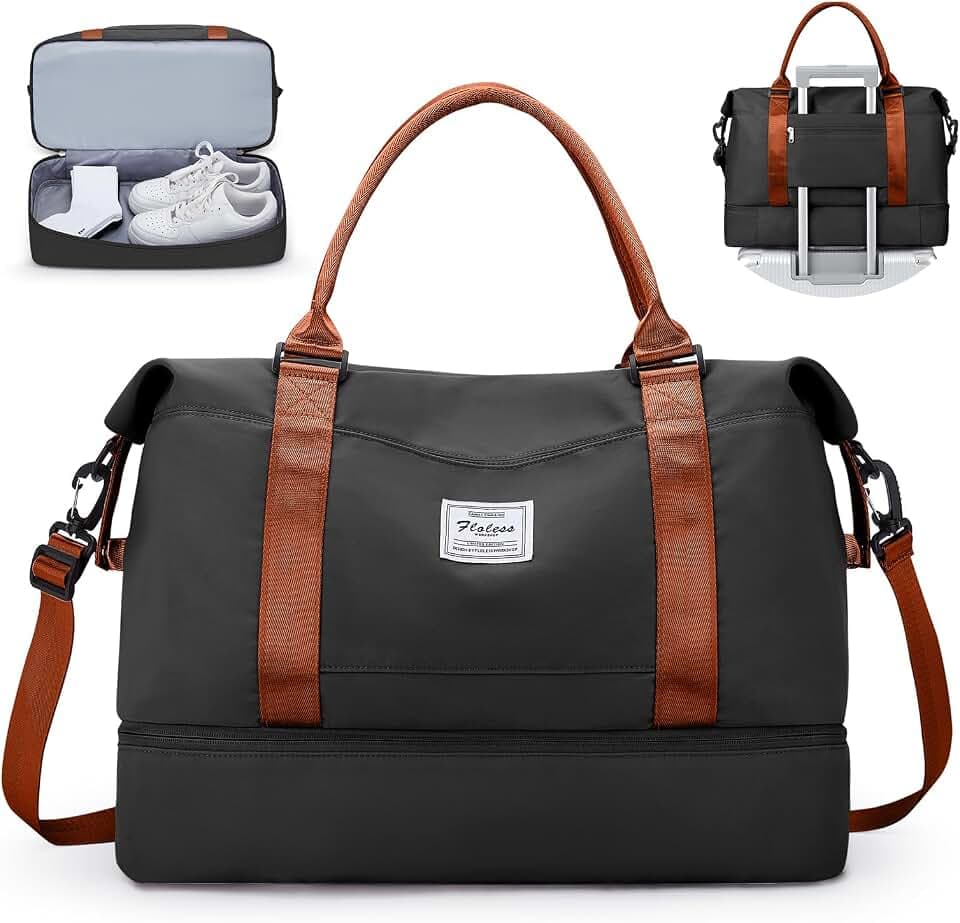 Travel Duffel Bag with Shoes Compartment, Weekender Bags for Women