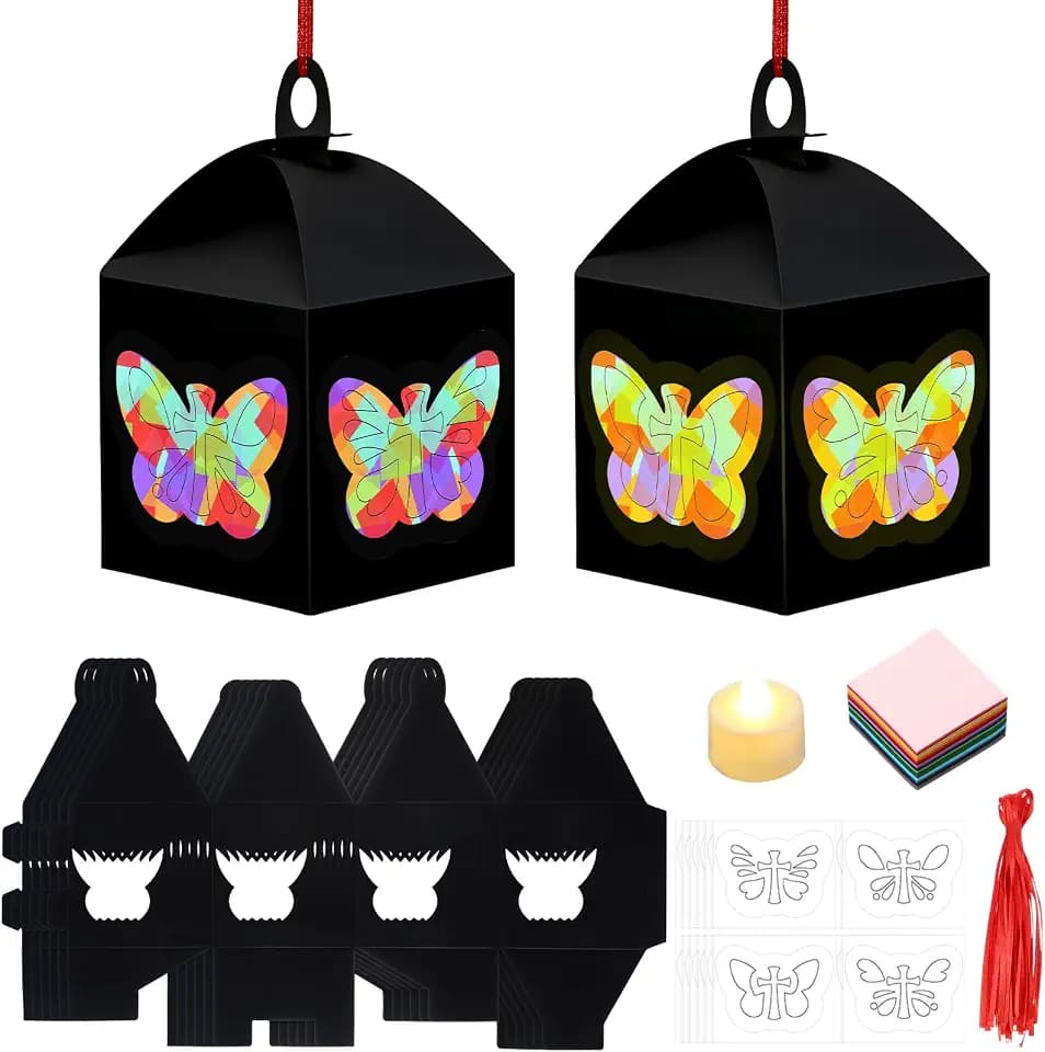 Simgoing 12 Set Lantern Craft Butterfly Cross Tissue Paper Religious Craft