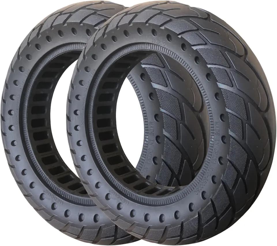 2x 10x2.5 Zoll Vollgummireifen 36 mm (60/70-6.5) – Elektroroller Reifen für Xiaomi M365/Pro/Pro2, Ducati, Lexgo, Vivobike S2 – Pannensicher, schlauchlos, rutschfest (Schwarze Punkte 2pcs)
